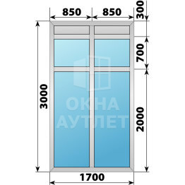 Алюминиевая комбинированная перегородка 1700×3000 ОА-67546
