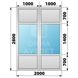 Алюминиевая комбинированная перегородка 2000×2800 ОА-67552