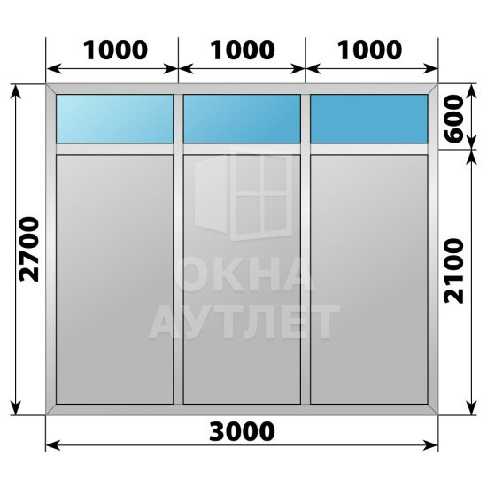 Алюминиевая комбинированная перегородка 3000×2700 ОА-67645