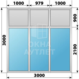 Алюминиевая комбинированная перегородка 3000×3000 ОА-67690