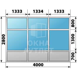 Алюминиевая комбинированная перегородка 4000×2800 ОА-67819