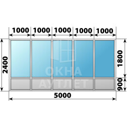 Алюминиевая комбинированная перегородка 5000×2400 ОА-67849