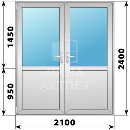 Алюминиевая межкомнатная двухстворчатая дверь со стеклом 2100×2400 ОА-65452