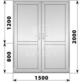 Алюминиевая межкомнатная двухстворчатая глухая дверь 1500×2000 ОА-65011