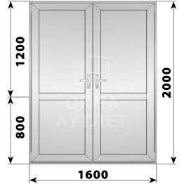 Алюминиевая межкомнатная двухстворчатая глухая дверь 1600×2000 ОА-65089