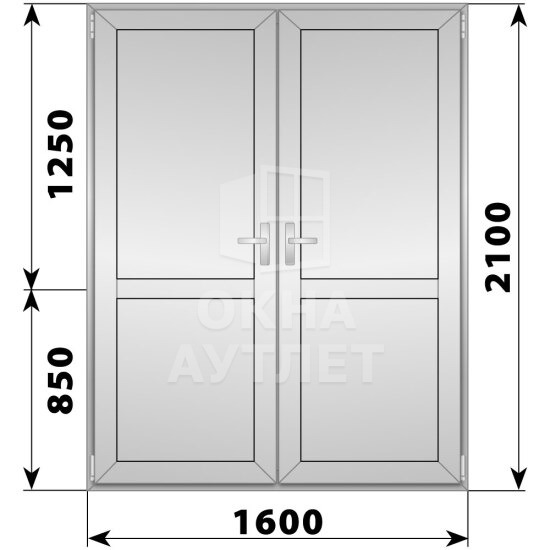 Алюминиевая межкомнатная двухстворчатая глухая дверь 1600×2100 ОА-65143