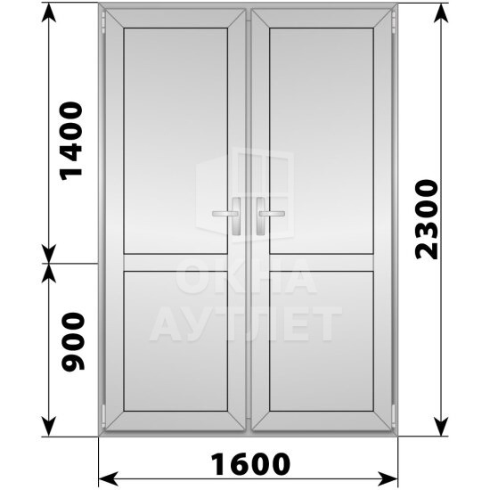 Алюминиевая межкомнатная двухстворчатая глухая дверь 1600×2300 ОА-64363
