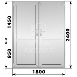 Алюминиевая межкомнатная двухстворчатая глухая дверь 1800×2400 ОА-65413
