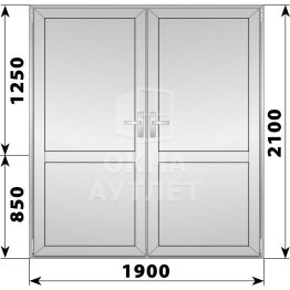 Алюминиевая межкомнатная двухстворчатая глухая дверь 1900×2100 ОА-65314