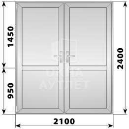 Алюминиевая межкомнатная двухстворчатая глухая дверь 2100×2400 ОА-65458