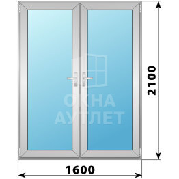 Алюминиевая межкомнатная двухстворчатая остекленная дверь 1600×2100 ОА-64957