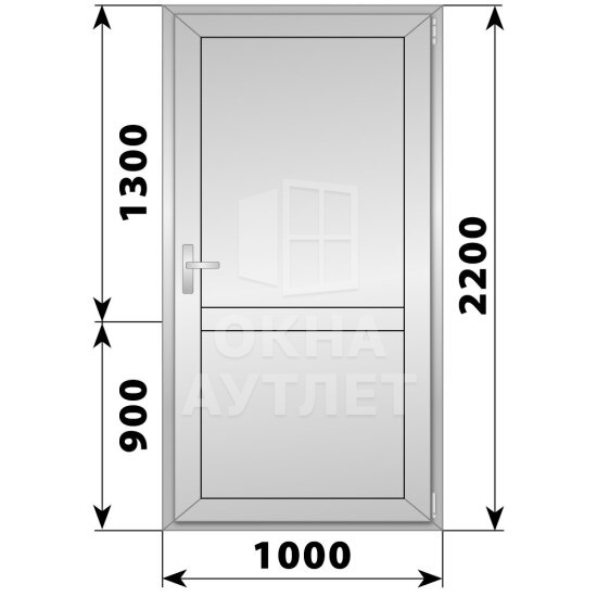 Алюминиевая межкомнатная одностворчатая глухая дверь 1000×2200 ОА-64666