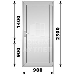Алюминиевая межкомнатная одностворчатая глухая дверь 900×2300 ОА-64660