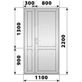 Алюминиевая межкомнатная полуторная глухая дверь 1100×2200 ОА-64921