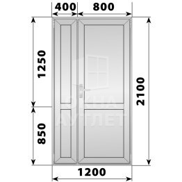 Алюминиевая межкомнатная полуторная глухая дверь 1200×2100 ОА-64924