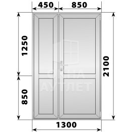 Алюминиевая межкомнатная полуторная глухая дверь 1300×2100 ОА-64996