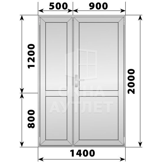 Алюминиевая межкомнатная полуторная глухая дверь 1400×2000 ОА-64972
