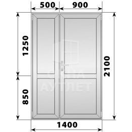 Алюминиевая межкомнатная полуторная глухая дверь 1400×2100 ОА-65038
