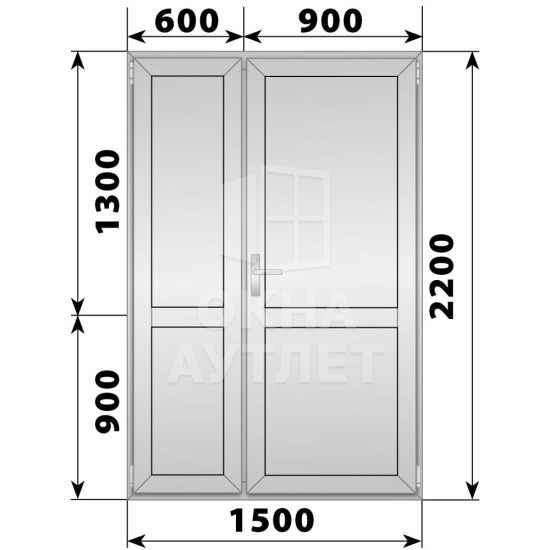 Алюминиевая межкомнатная полуторная глухая дверь 1500×2200 ОА-65101