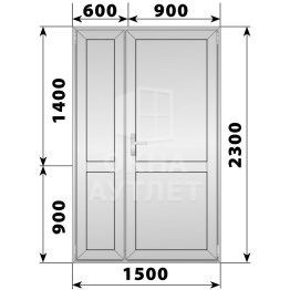 Алюминиевая межкомнатная полуторная глухая дверь 1500×2300 ОА-65236