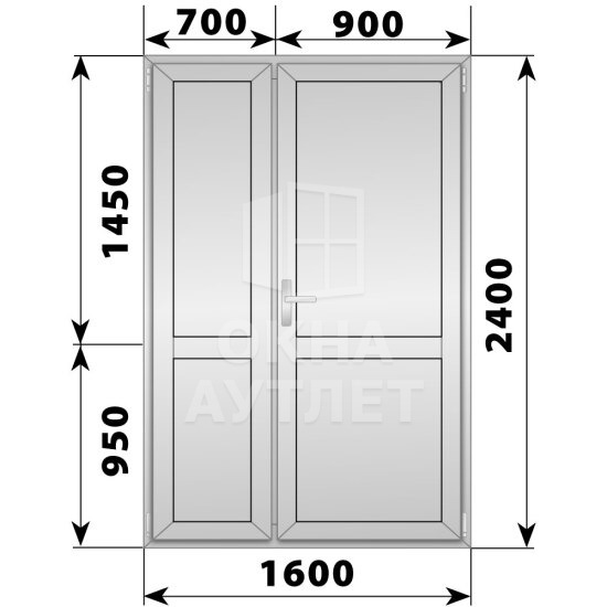 Алюминиевая межкомнатная полуторная глухая дверь 1600×2400 ОА-64297