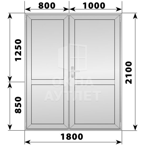 Алюминиевая межкомнатная полуторная глухая дверь 1800×2100 ОА-65263