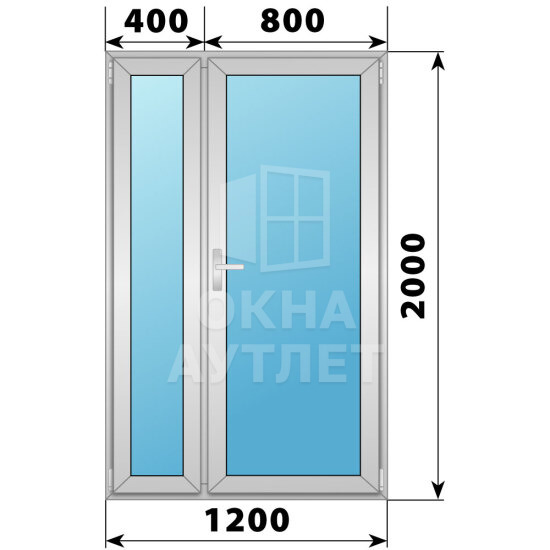 Алюминиевая межкомнатная полуторная остекленная дверь 1200×2000 ОА-64768