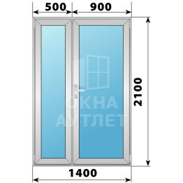 Алюминиевая межкомнатная полуторная остекленная дверь 1400×2100 ОА-64840