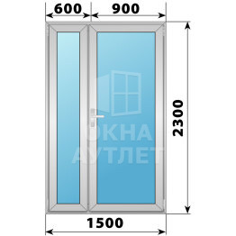 Алюминиевая межкомнатная полуторная остекленная дверь 1500×2300 ОА-65059
