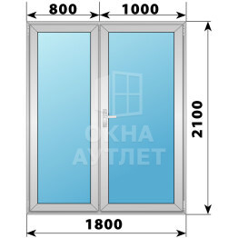 Алюминиевая межкомнатная полуторная остекленная дверь 1800×2100 ОА-65095