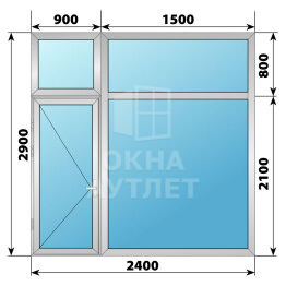 Алюминиевая перегородка с дверью 2400×2900 ОА-67477