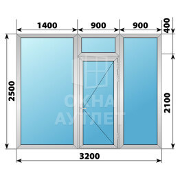Алюминиевая перегородка с дверью 3200×2500 ОА-67375