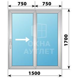 Алюминиевая раздвижная дверь 1500×1700 2С ОА-62266