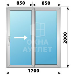 Алюминиевая раздвижная дверь 1700×2000 2С ОА-62335