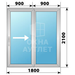 Алюминиевая раздвижная дверь 1800×2100 2С ОА-62368