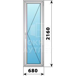 Алюминиевая стеклянная балконная дверь 680×2160 П ОА-58948