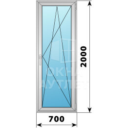 Алюминиевая стеклянная балконная дверь 700×2000 ПО ОА-59047
