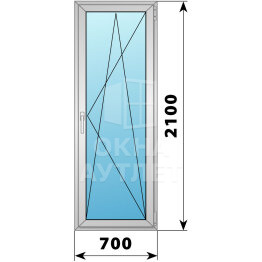 Алюминиевая стеклянная балконная дверь 700×2100 ПО ОА-59116