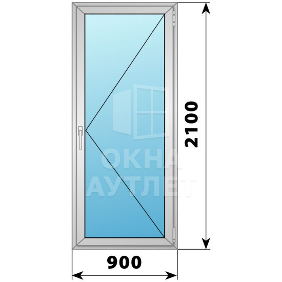 Алюминиевая стеклянная балконная дверь 900×2100 П ОА-59122
