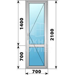 Алюминиевая стеклянная балконная дверь с импостом 700×2100 П ОА-59026