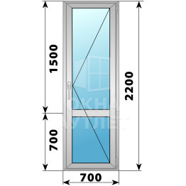 Алюминиевая стеклянная балконная дверь с импостом 700×2200 П ОА-59098