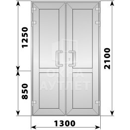 Алюминиевая входная двухстворчатая глухая дверь 1300×2100 ОА-64315