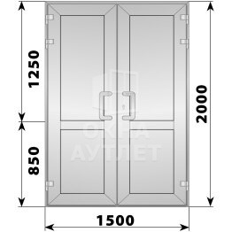 Алюминиевая входная двухстворчатая глухая дверь 1500×2100 ОА-64330