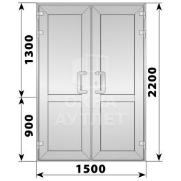 Алюминиевая входная двухстворчатая глухая дверь 1500×2200 ОА-66061