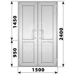 Алюминиевая входная двухстворчатая глухая дверь 1500×2400 ОА-66301