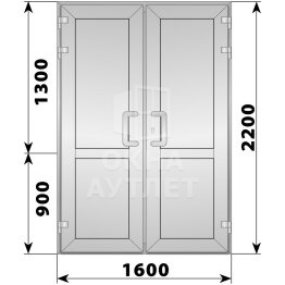 Алюминиевая входная двухстворчатая глухая дверь 1600×2200 ОА-64279