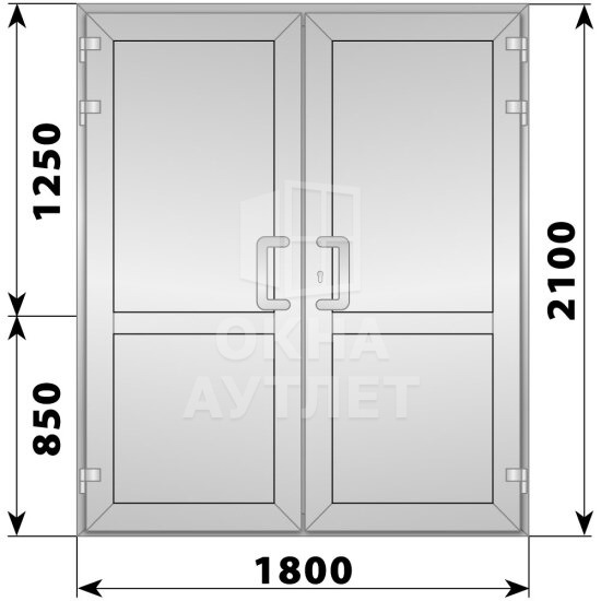Алюминиевая входная двухстворчатая глухая дверь 1800×2100 ОА-66265