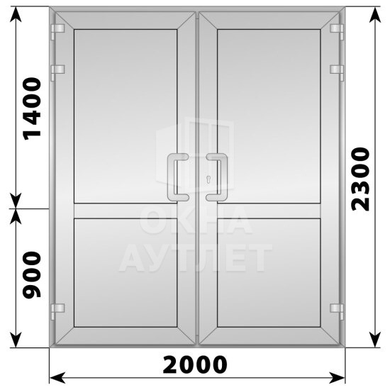 Алюминиевая входная двухстворчатая глухая дверь 2000×2300 ОА-66391