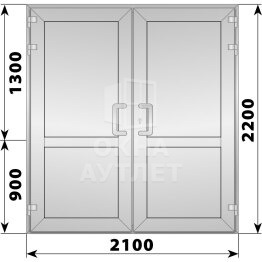 Алюминиевая входная двухстворчатая глухая дверь 2100×2200 ОА-64162