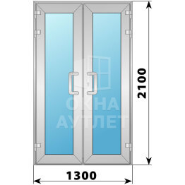 Алюминиевая входная двухстворчатая остекленная дверь 1300×2100 ОА-65851